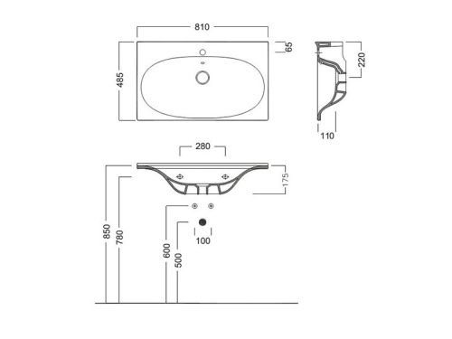 Раковина из сантехнического фаянса Hatria LE FIABE Y1AB01 80х50 подвесная цвет белый - фото 3