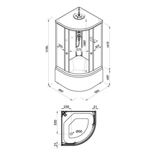 Душевая кабина Тритон Ультра Щ0000061837 90х90 четверть круга с крышей ориентация универсальная - фото 3