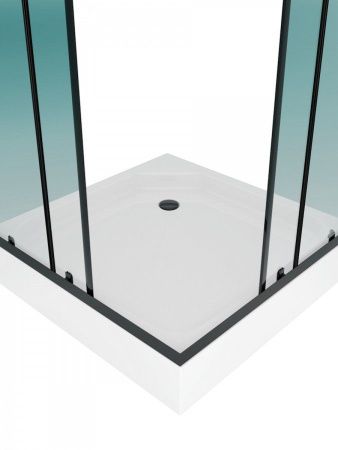 Душевой уголок Teymi Helmi T00602 80х80 стекло прозрачное профиль черный с поддоном