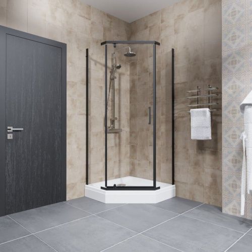Душевой уголок Тритон Дека Щ0000062933 100х100 стекло прозрачное профиль черный с поддоном - фото 5