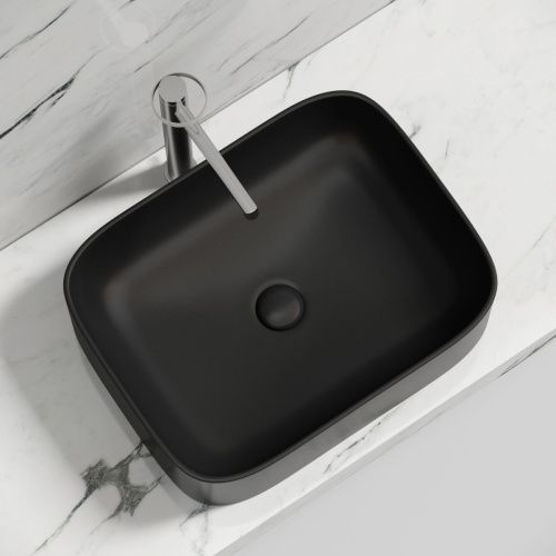 Раковина из сантехнического фарфора Ceramica Nova ELEMENT CN6052MB 50х40 накладная цвет черный без отверстий под смеситель - фото 4