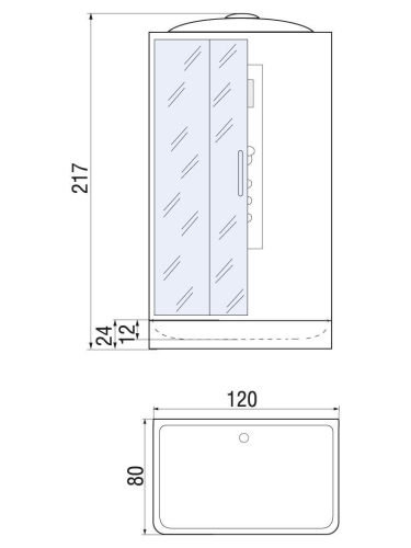 Душевая кабина River VITIM 10000003220 120х80 прямоугольная с крышей ориентация универсальная - фото 2