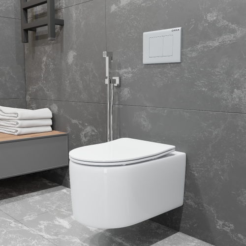 Унитаз подвесной CHARUS TORRE BIANCA EWC700-130W белый с сиденьем микролифт безободковый каскадный смыв - фото 5