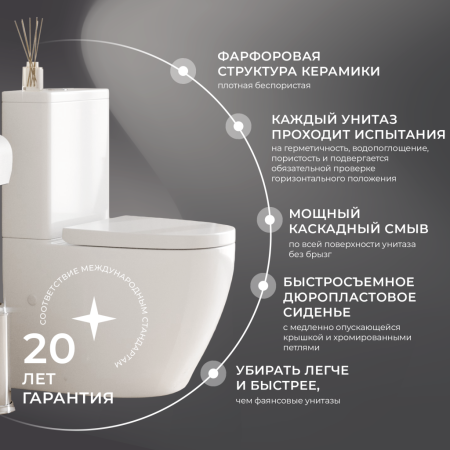 Унитаз подвесной Iberica Blanca Burgos alto IB.BRA.234.1B1 белый с сиденьем микролифт безободковый смыв торнадо