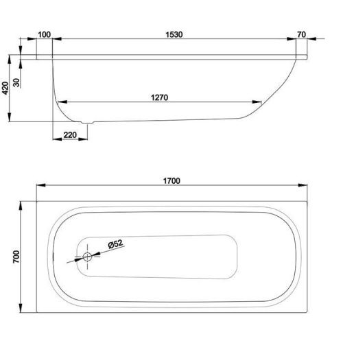 Ванна стальная Bette Form 2945-000 AD AS 170х70 встраиваемая прямоугольная без ножек - фото 2
