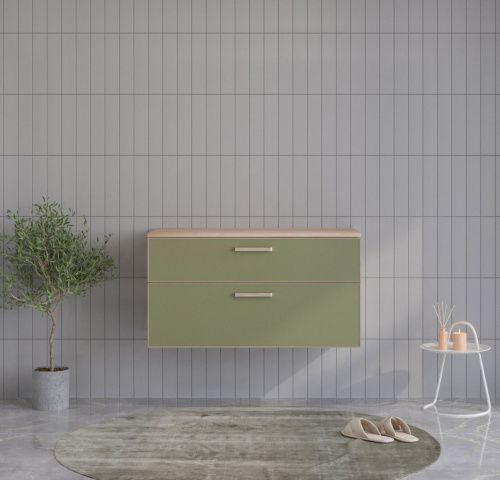 Тумба под раковину Orka Salerno 3008781 100х50 подвесная цвет зеленый/коричневый - фото 2