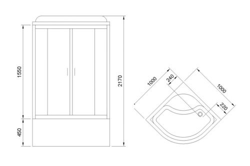 Душевая кабина Royal Bath ВК RB100BK6-WC 100х100 четверть круга с крышей - фото 4