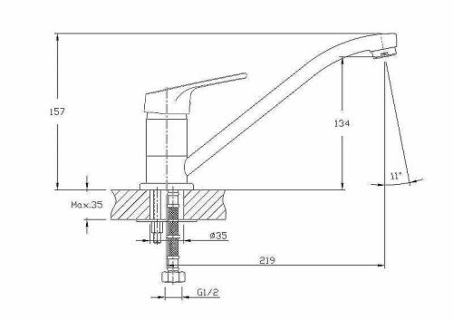Смеситель для кухни Haiba HB16 HB4816 на мойку хром - фото 2