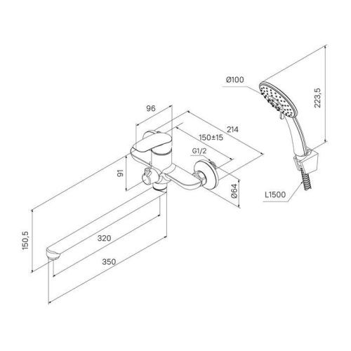 Смеситель для ванны Milardo Rora RORWT00M10 настенный белый - фото 5