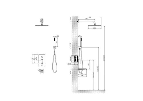 Душевая система Aquatek Оберон AQ1273BG встраиваемая в стену цвет золото - фото 3