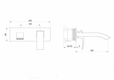 Смеситель для раковины Wonzon & Woghand Fit WW-88869009-BG встраиваемый в стену золото