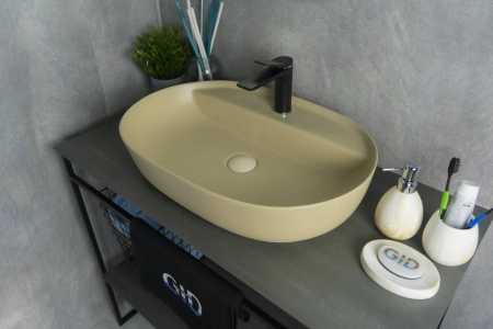 Раковина керамическая Gid Lago 53343 60х40 накладная цвет коричневый 1 отверстие под смеситель