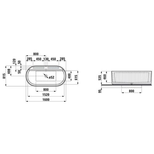 Ванна из искусственного камня Laufen Sonar 2.2134.2.000.000.1 160х80 отдельностоящая овальная - фото 2