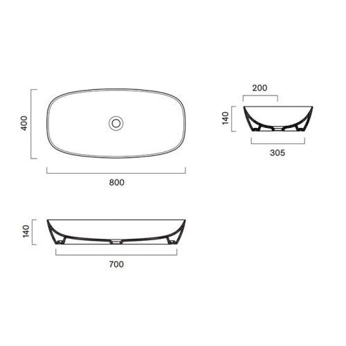 Раковина керамическая Catalano Alvea 622800001 80 см накладная цвет белый без отверстий под смеситель - фото 2