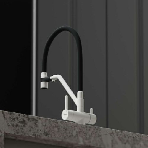 Смеситель для кухни Sancos Dora SC4003GR на мойку белый/черный - фото 5