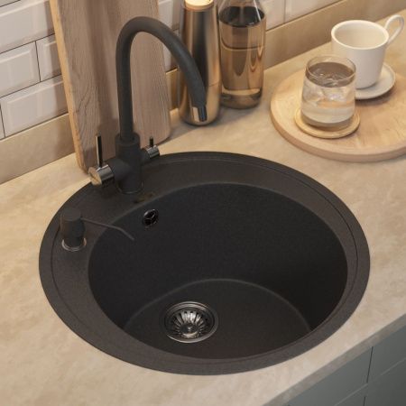 Кухонная мойка Uperwood Quartz Premium UPD-01 3910202103 50х50 цвет черный поверхность матовая