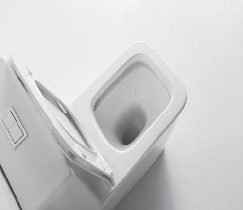 Унитаз напольный с бачком CeramaLux 2170 белый с сиденьем микролифт безободковый каскадный смыв - фото 5