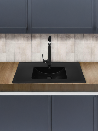 Раковина из сантехнического фаянса WeltWasser WW SK 10000005574 40 см встраиваемая цвет черный 1 отверстие под смеситель - фото 4