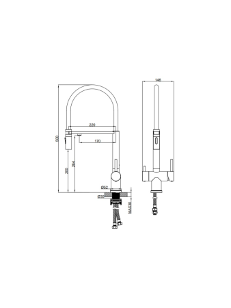 Смеситель для кухни AltroBagno Flusso AltroBagnoFlusso050204MB на мойку черный