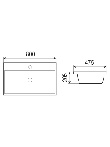 Раковина из сантехнического фаянса WeltWasser WW SK 10000004639 50 см встраиваемая цвет белый 1 отверстие под смеситель - фото 2