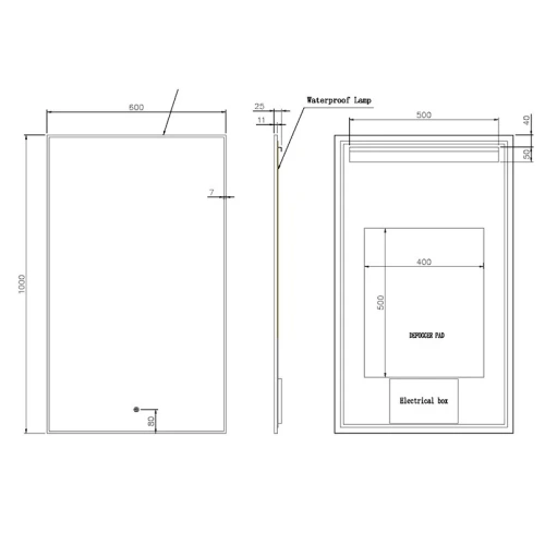 Зеркало с подсветкой и антизапотевателем Boheme 569-GM 60х100 подвесное - фото 2