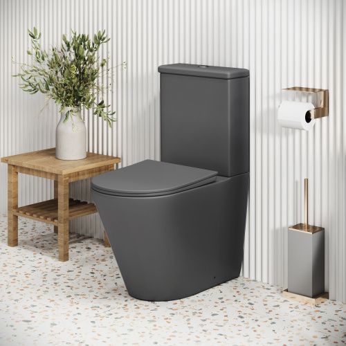 Унитаз напольный с бачком Grossman Color GR-4480GMS серый с сиденьем микролифт безободковый каскадный смыв - фото 5