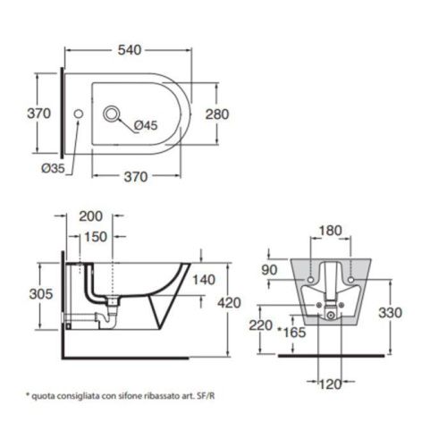 Биде подвесное Azzurra FORMA FMBKS000000MBI*1 цвет белый - фото 2