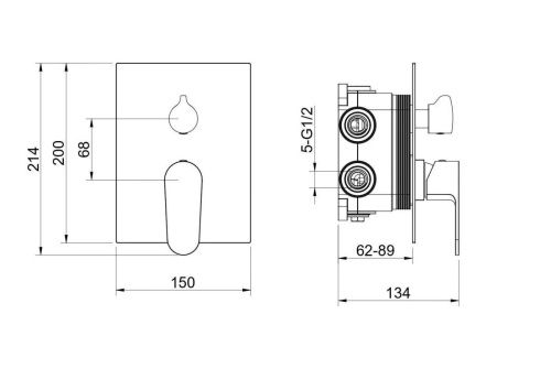Смеситель для ванны Aquatek ОБЕРОН AQ1247CR встраиваемый в стену хром - фото 4