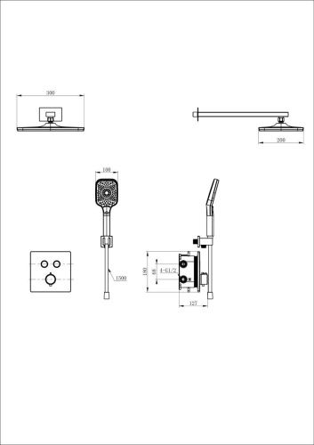 Душевая система Wonzon & Woghand WW-D2017-B-MB встраиваемая в стену цвет черный с термостатом - фото 2