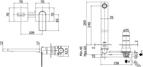Смеситель для раковины Paffoni Tango TA106ST70 встраиваемый в стену нержавеющая сталь - фото 2