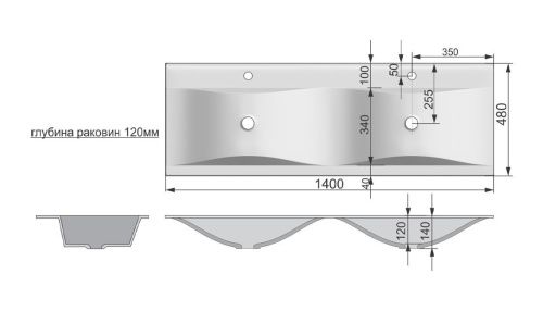 Раковина из искусственного камня Velvex PULSUS rkPUL.140-81 140х50 накладная цвет белый без отверстий под смеситель - фото 5