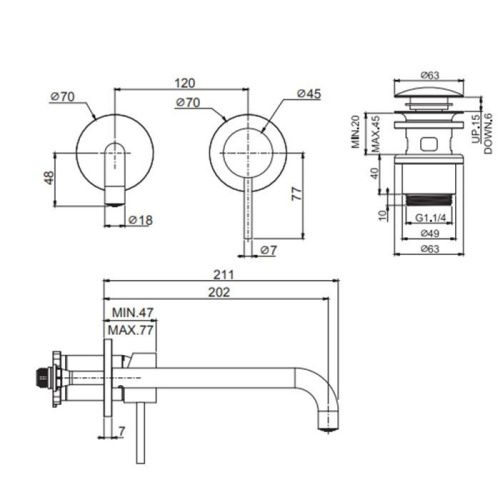 Смеситель для раковины Fima Carlo Frattini Spillo Steel F3081WLX9INOX встраиваемый в стену нержавеющая сталь - фото 2