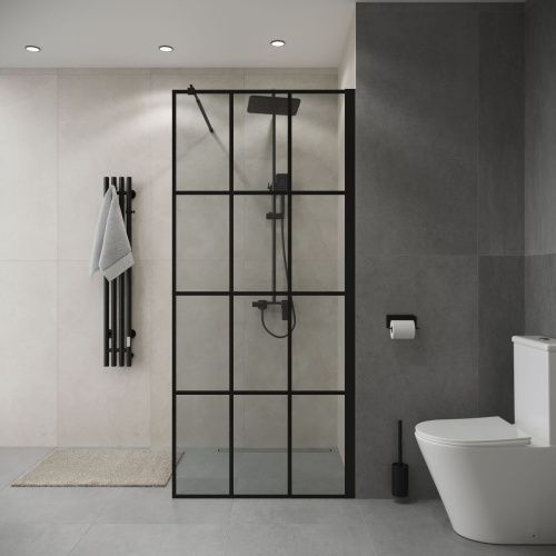 Душевая перегородка Niagara Eco NG-552-90BLACK 90х190 стекло прозрачное профиль черный - фото 3