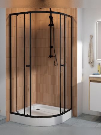 Душевой уголок Teymi Lina T00504 90х90 стекло прозрачное профиль черный с поддоном