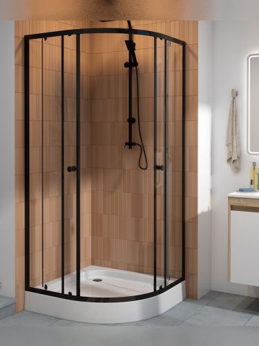 Душевой уголок Teymi Lina T00504 90х90 стекло прозрачное профиль черный с поддоном - фото 4