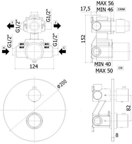Смеситель для душа Paffoni Light LIQ018NO встраиваемый в стену черный с термостатом - фото 2