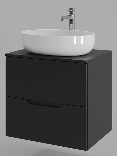 Тумба с раковиной Orange Line Li-60TubMDF+B05-520W 60х50 подвесная цвет черный - фото 2