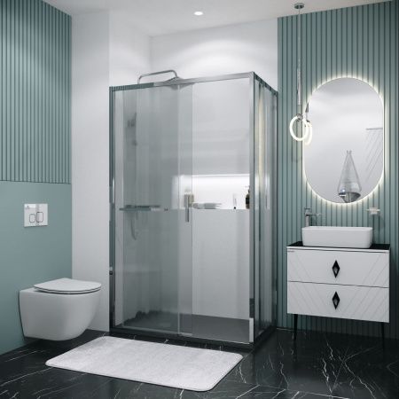 Душевой уголок Grossman Style 120.K33.05.1310.10.02 130х100 стекло шиншилла профиль хром без поддона