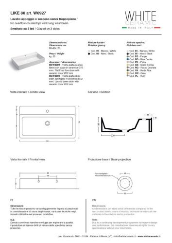 Раковина керамическая White Ceramic Like W092701 80х50 накладная цвет белый - фото 2