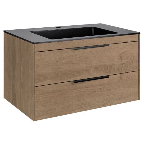 Тумба под раковину Vincea Chiara 2D VMC-2C2800NO 80х50 подвесная цвет коричневый - фото 4