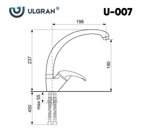 Смеситель для кухни Ulgran Classic U-007-343 на мойку черный - фото 2