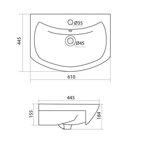 Раковина керамическая Onika Балтика 1WH110246 60х40 накладная цвет белый 1 отверстие под смеситель - фото 4