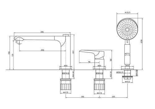 Смеситель BelBagno ANCONA ANCONA-BVD3-CRM на борт ванны хром - фото 2