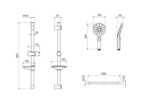 Душевой гарнитур Aquatek ОБЕРОН AQ2014MB настенный черный - фото 4