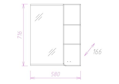 Зеркало-шкаф Onika Стиль 205833 60х70 подвесной цвет белый/коричневый - фото 3