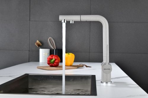 Смеситель для кухни Paulmark SERPENTINE Se213222-GR на мойку серый - фото 2