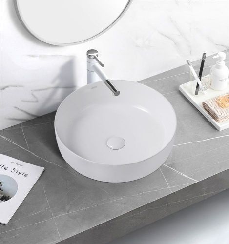 Раковина керамическая Abber BEQUEM AC2100 50х50 накладная цвет белый без отверстий под смеситель - фото 3