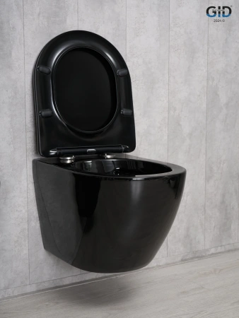Унитаз подвесной Gid Convexo 62204Y черный с сиденьем микролифт безободковый смыв торнадо