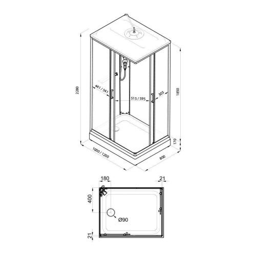 Душевая кабина Тритон Квадро Щ0000064616 120х80 прямоугольная с крышей ориентация универсальная - фото 3