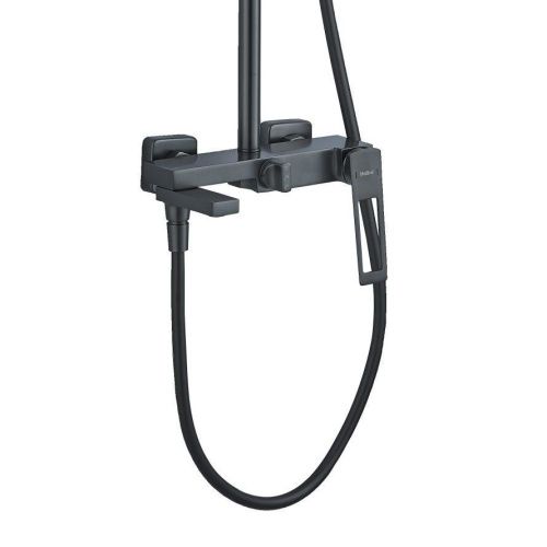 Душевая стойка Haiba HB24817-3 настенная цвет вороненая сталь - фото 3